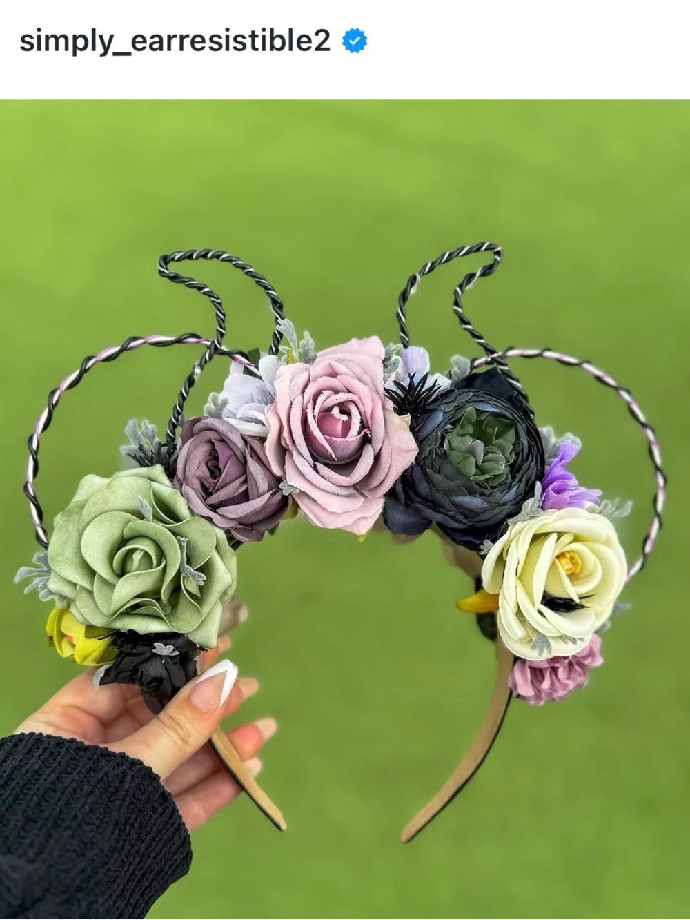 Disney Handmade Light Up Floral Maleficient Ears